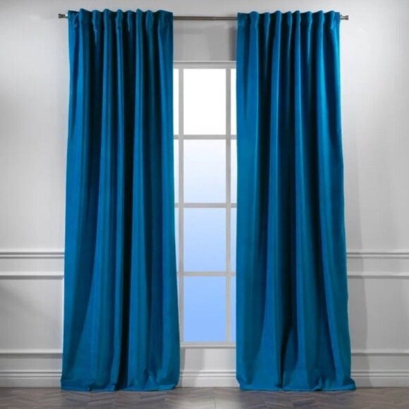 Lilijan Wayfair Royal Blue Solid Luxury Matte Velvet Single Curtain Panel 52x95" - Picture 1 of 7